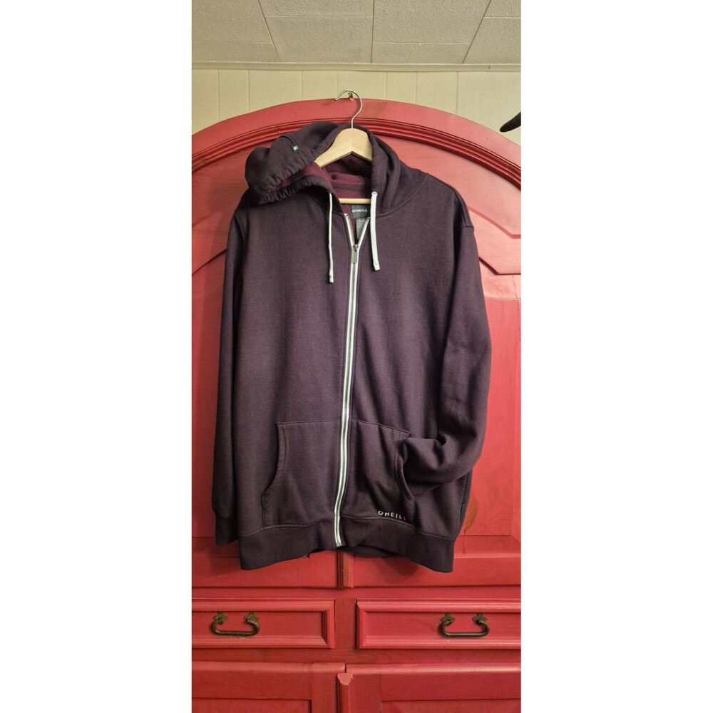 Men's O'NEILL  XL Heather Maroon Burgundy Hoodie Hooded Sweatshirt Full Zip EUC